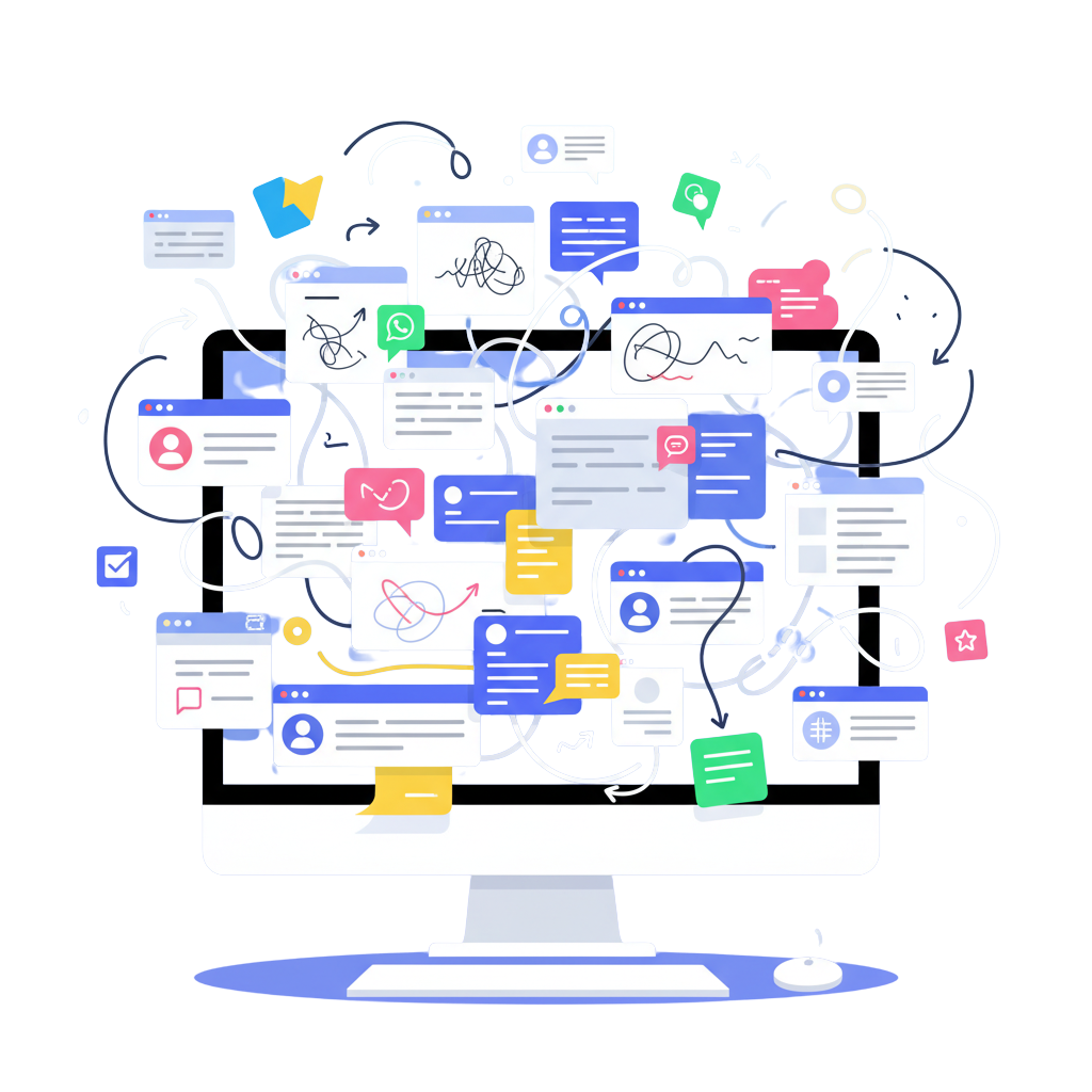 Scattered links across multiple platforms and apps